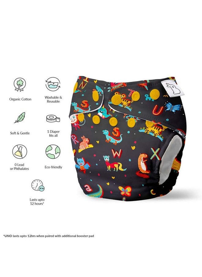 SuperBottoms UNO Freesize Cloth Diaper | Cloth diaper for babies 3M to 3Y | Comes with cloth diaper inserts | 1 Organic cotton Soaker + 1 Booster | Hungry Caterpillar