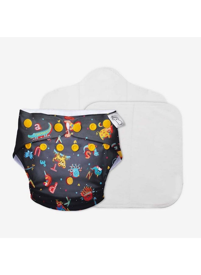 SuperBottoms UNO Freesize Cloth Diaper | Cloth diaper for babies 3M to 3Y | Comes with cloth diaper inserts | 1 Organic cotton Soaker + 1 Booster | Hungry Caterpillar