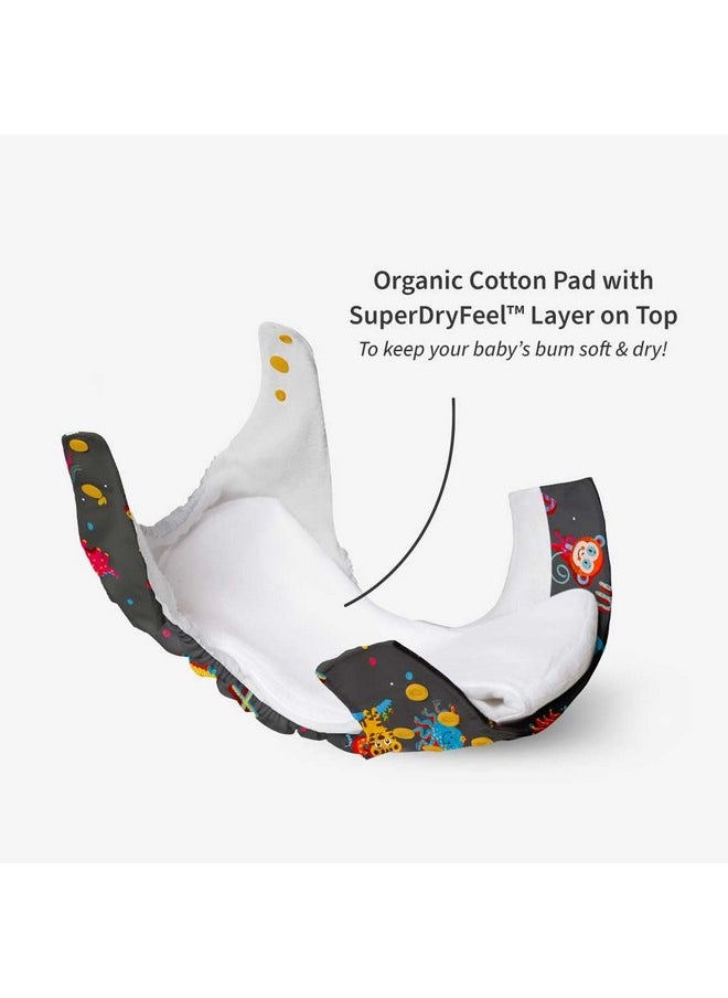 SuperBottoms UNO Freesize Cloth Diaper | Cloth diaper for babies 3M to 3Y | Comes with cloth diaper inserts | 1 Organic cotton Soaker + 1 Booster | Hungry Caterpillar
