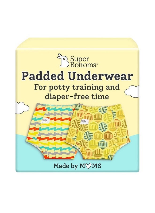 superbottoms Padded Underwear for Growing Babies/Toddlers | with 3 Layers of Cotton Padding & Super DryFeel Layer| Pull-Up for Potty Training (Bum Twister- Hexy flexy, Size: 1, Pack of 2)