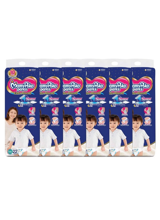 MamyPoko Pants XXL Size, Extra Absorb Baby Diapers- XXL, Pack Of 6, (22 x 6 = 132 Pcs)