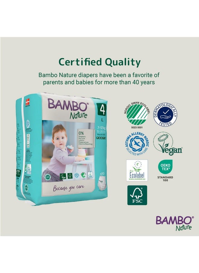 Bambo Nature Premium Baby Pants Diapers for Kids Large Size (7-12 Kgs), Super Absorbent, Breathable, Extra Soft, Dermatologically Tested, Hypoallergenic Infant Nappies With Wetness Indicator, 20 Count