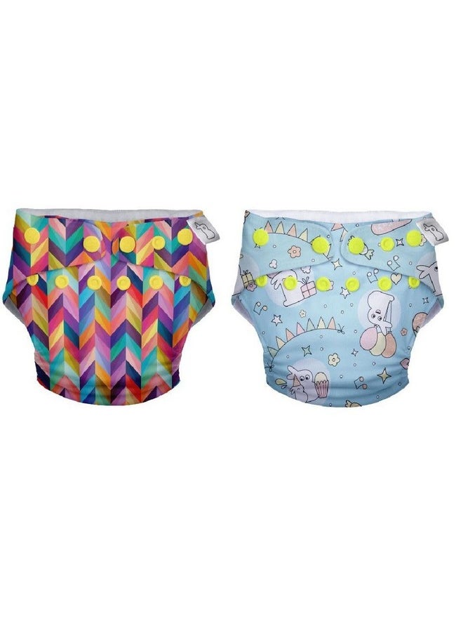 SuperBottoms Combo Pack of 2 UNO Reusable cloth diapers, washable cloth diaper (Only Shell)+3 Easy clean top sheets for baby 5-17 Kg