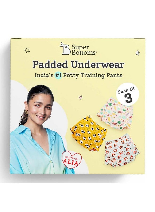 SuperBottoms Padded Underwear For Growing Babies/Toddlers|With 3 Layers Of Cotton Padding & Super DryFeel Layer| Pull-Up For Potty Training & Diaper-Free Time(Jungle Jam, Size: 0, Pack of 3)