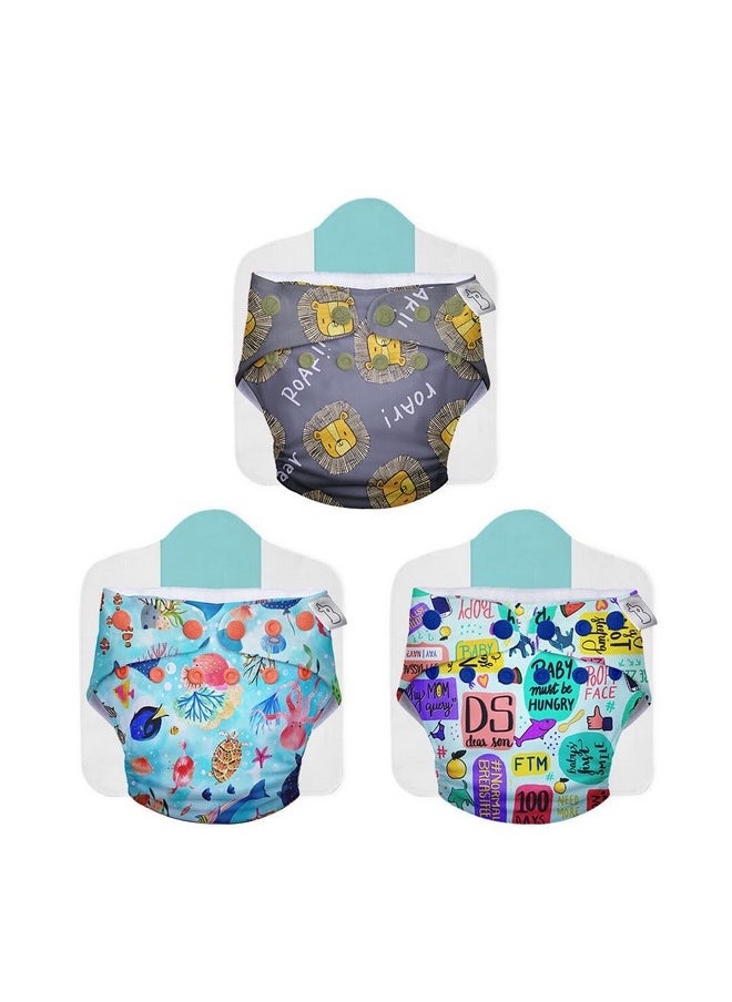 Superbottoms NEW UNO Freesize Cloth Diaper Set of 3| Cloth diaper for babies 3M to 3Y | Washable & Reusable cloth diaper | Comes with cloth diaper insert | 3 Diaper and 3 Organic cotton Soaker