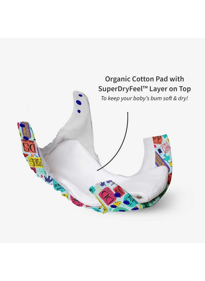 Superbottoms NEW UNO Freesize Cloth Diaper Set of 3| Cloth diaper for babies 3M to 3Y | Washable & Reusable cloth diaper | Comes with cloth diaper insert | 3 Diaper and 3 Organic cotton Soaker