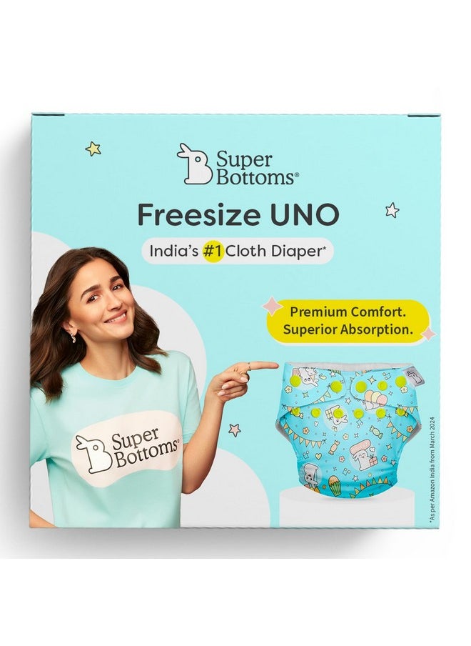 SuperBottoms NEW UNO Freesize Cloth Diaper | Cloth diaper for babies 3M to 3Y | Washable & Reusable cloth diaper | Comes with cloth diaper insert | 1 Diaper and 1 Organic cotton Soaker