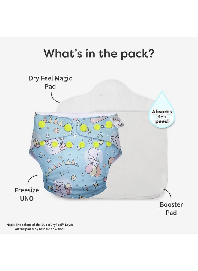 SuperBottoms NEW UNO Freesize Cloth Diaper | Cloth diaper for babies 3M to 3Y | Washable & Reusable cloth diaper | Comes with cloth diaper insert | 1 Diaper and 1 Organic cotton Soaker