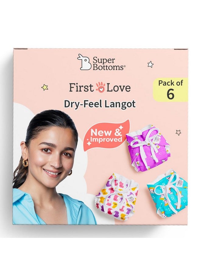 Superbottoms First Love Dryfeel Langot For Newborn Baby | No Mess Langot | Premium Cotton Padding (No Sponge) | Ultra-soft | Mess-free Diaper-free Time | 0-9M | (Bummy World, Pack Of 6, Small).