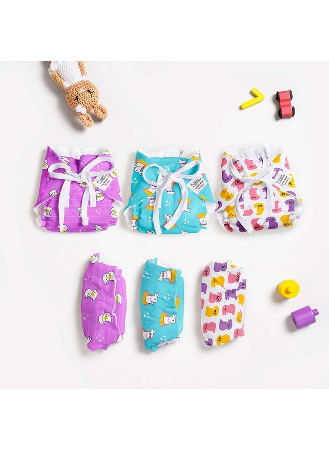 Superbottoms First Love Dryfeel Langot For Newborn Baby | No Mess Langot | Premium Cotton Padding (No Sponge) | Ultra-soft | Mess-free Diaper-free Time | 0-9M | (Bummy World, Pack Of 6, Small).