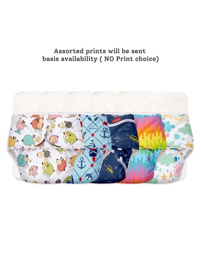 SuperBottoms BASIC EASY - Cloth Diapers+ Inserts - Freesize Adjustable and Reusable Cloth Diaper for babies 0-3 Years | With quick drying prefold style soaker-Assorted