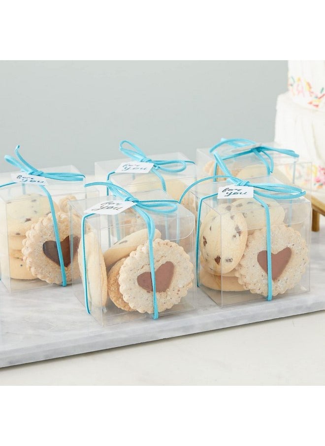 Juvale 50-Pack Clear Gift Boxes - 3x3x3 In Square Plastic Transparent Favor Boxes for Wedding, Baby Shower, Birthday Party