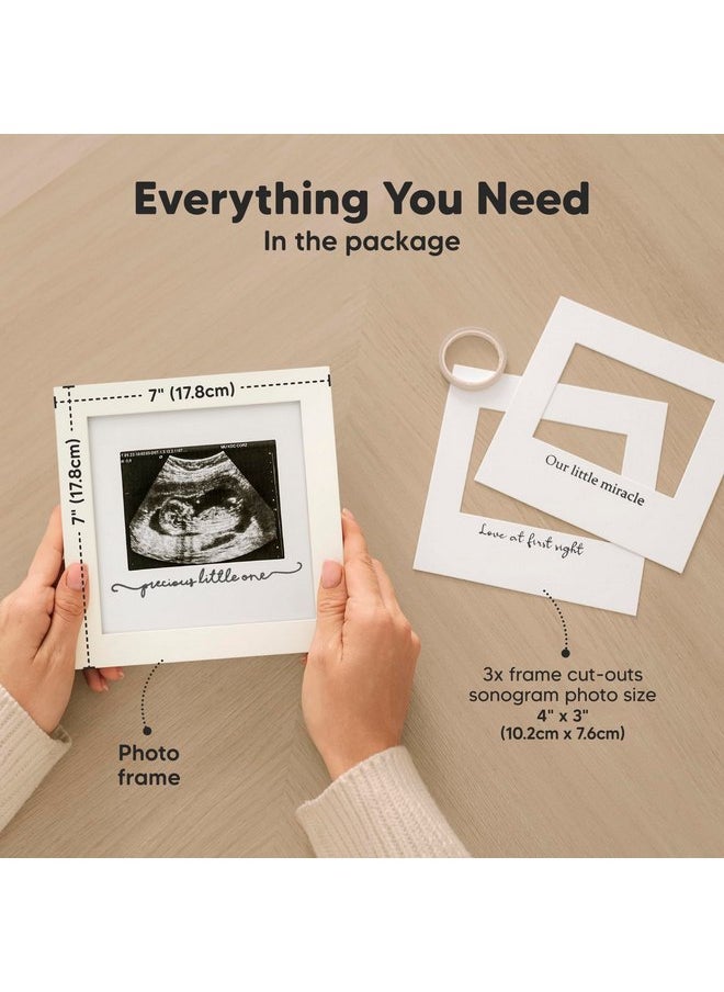 Baby Sonogram Picture Frame - Modern Ultrasound Frame for Mom to Be - Pregnancy Announcement Sonogram Photo Frames - Gender Reveal for Expecting Parents - First Time Dad Gifts (Alpine White)