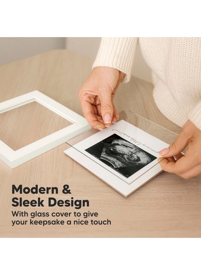 Baby Sonogram Picture Frame - Modern Ultrasound Frame for Mom to Be - Pregnancy Announcement Sonogram Photo Frames - Gender Reveal for Expecting Parents - First Time Dad Gifts (Alpine White)