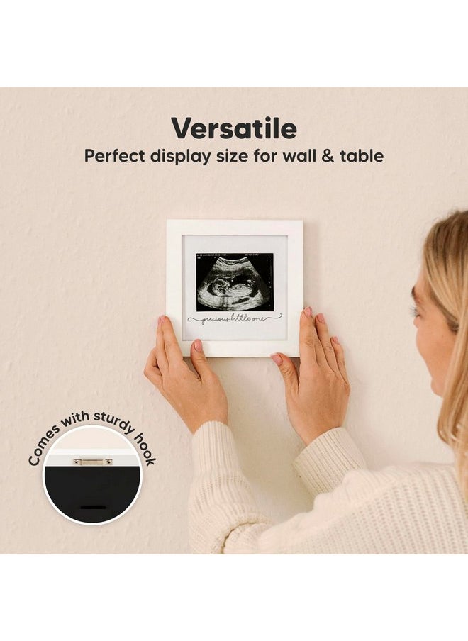 Baby Sonogram Picture Frame - Modern Ultrasound Frame for Mom to Be - Pregnancy Announcement Sonogram Photo Frames - Gender Reveal for Expecting Parents - First Time Dad Gifts (Alpine White)