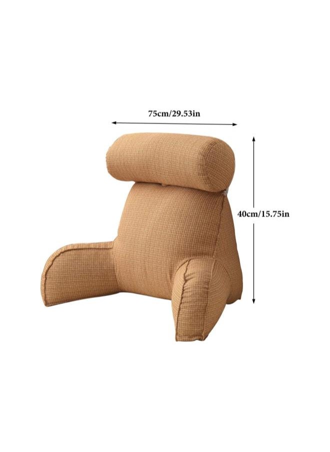 Bed Rest Reading Pillow - Soft Comfortable Removable Bedrest Pillows with Arm Rests and Neck Roll Pillow for Reading Watching TV in Bed, Floor or Sofa