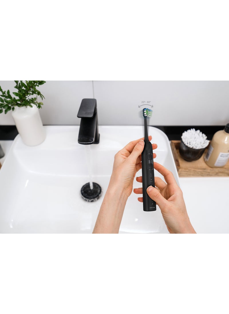 4 Mode Cleaning 3000 VPM Smart Brush 60° Ultrawide with Multifunctional Servo Motor & 80 Uses in Single Charge / Soft Mode / Sonic Mode / Clean Mode / White Mode / 30s Vibration Reminder / 2 Minutes Smart Timing - Black