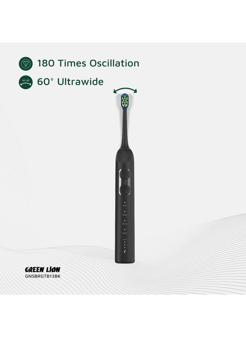 4 Mode Cleaning 3000 VPM Smart Brush 60° Ultrawide with Multifunctional Servo Motor & 80 Uses in Single Charge / Soft Mode / Sonic Mode / Clean Mode / White Mode / 30s Vibration Reminder / 2 Minutes Smart Timing - Black