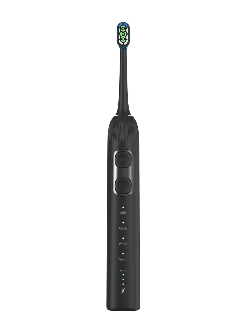 4 Mode Cleaning 3000 VPM Smart Brush 60° Ultrawide with Multifunctional Servo Motor & 80 Uses in Single Charge / Soft Mode / Sonic Mode / Clean Mode / White Mode / 30s Vibration Reminder / 2 Minutes Smart Timing - Black