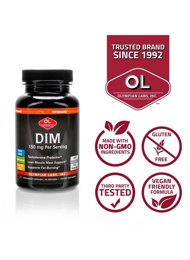 Olympian Labs DIM 150mg - DIM Diindolylmethane Supplement Capsules Supporting Hormone Balance, Clear Skin, PCOS, & Aid in Fitness Regimes - 30 Capsules (30 Day Supply)