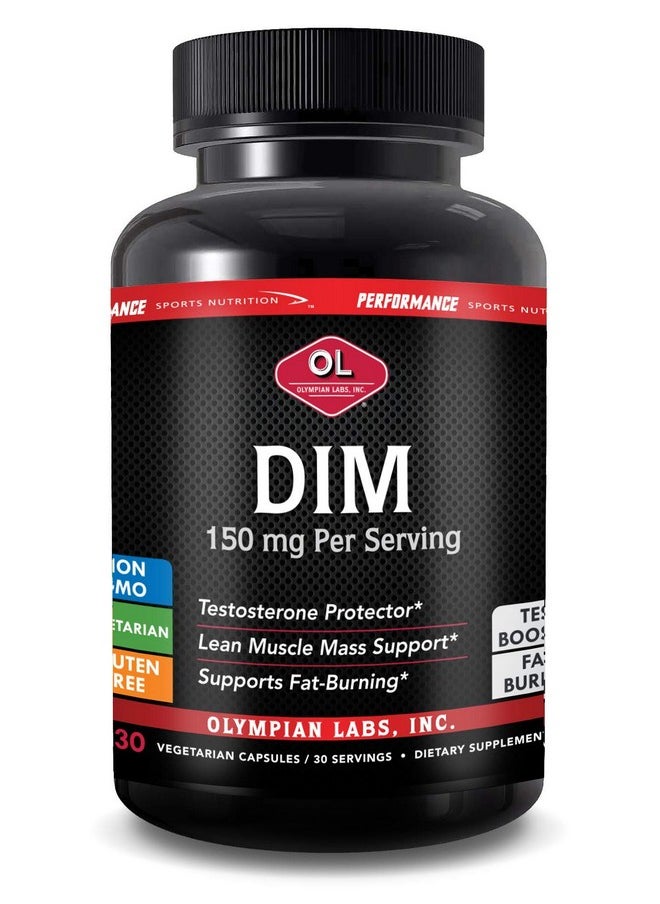 Olympian Labs DIM 150mg - DIM Diindolylmethane Supplement Capsules Supporting Hormone Balance, Clear Skin, PCOS, & Aid in Fitness Regimes - 30 Capsules (30 Day Supply)