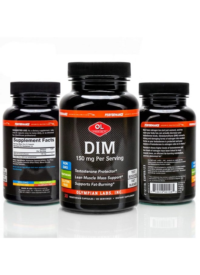 Olympian Labs DIM 150mg - DIM Diindolylmethane Supplement Capsules Supporting Hormone Balance, Clear Skin, PCOS, & Aid in Fitness Regimes - 30 Capsules (30 Day Supply)