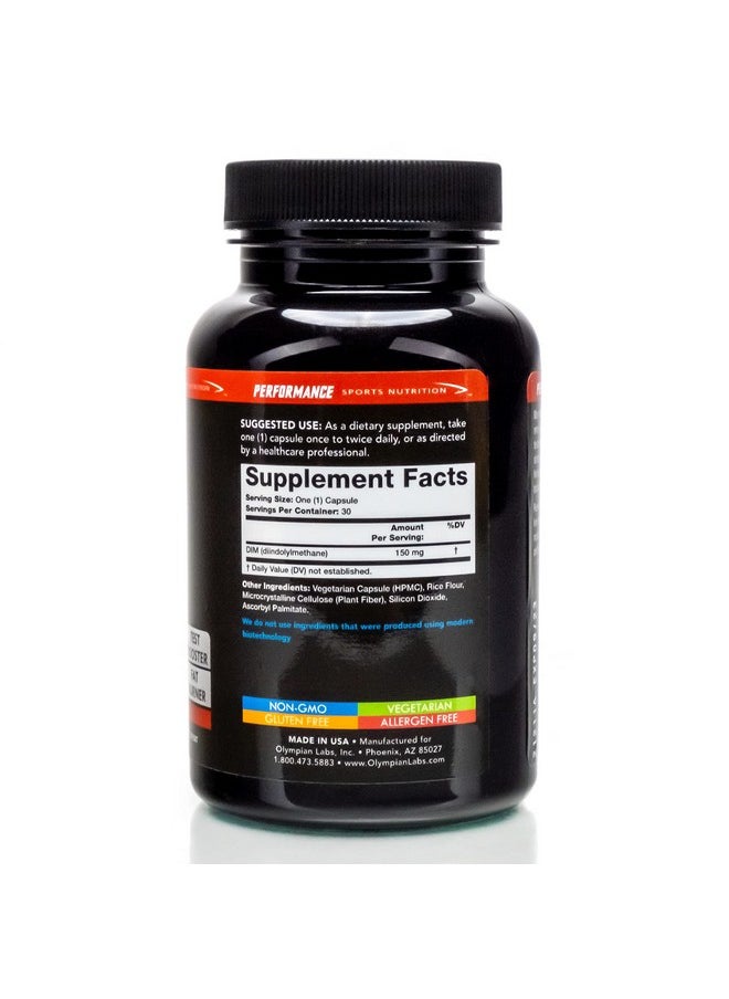 Olympian Labs DIM 150mg - DIM Diindolylmethane Supplement Capsules Supporting Hormone Balance, Clear Skin, PCOS, & Aid in Fitness Regimes - 30 Capsules (30 Day Supply)