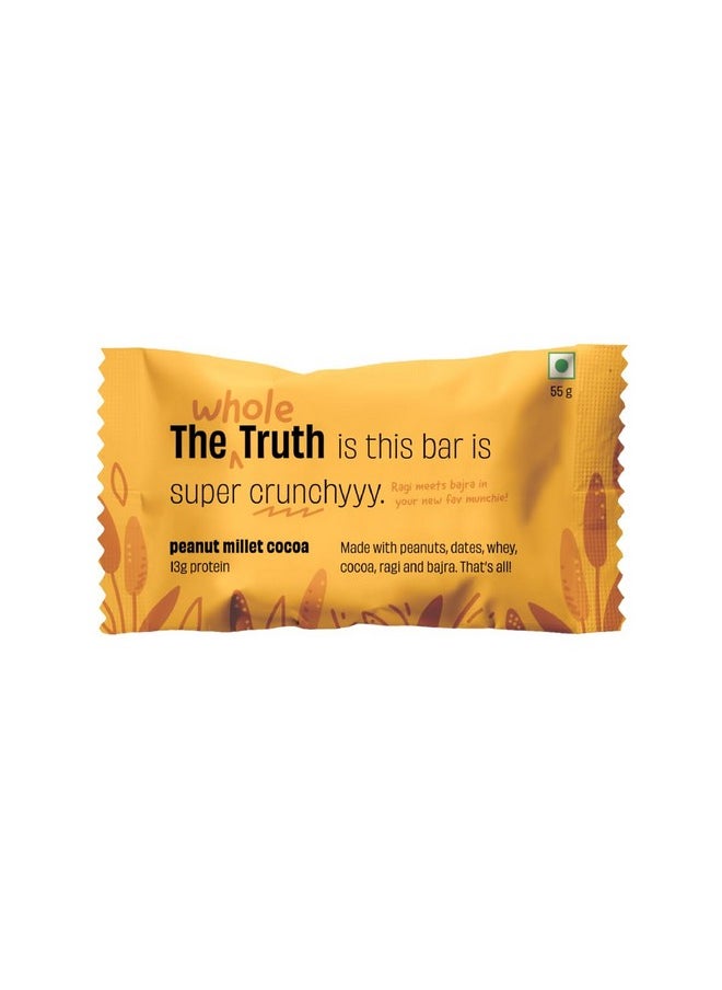 | 13G Protein Bar | Peanut Millet Cocoa | Pack Of 6 X 55G | No Refined Sugar | No Added Flavours | No Preservatives