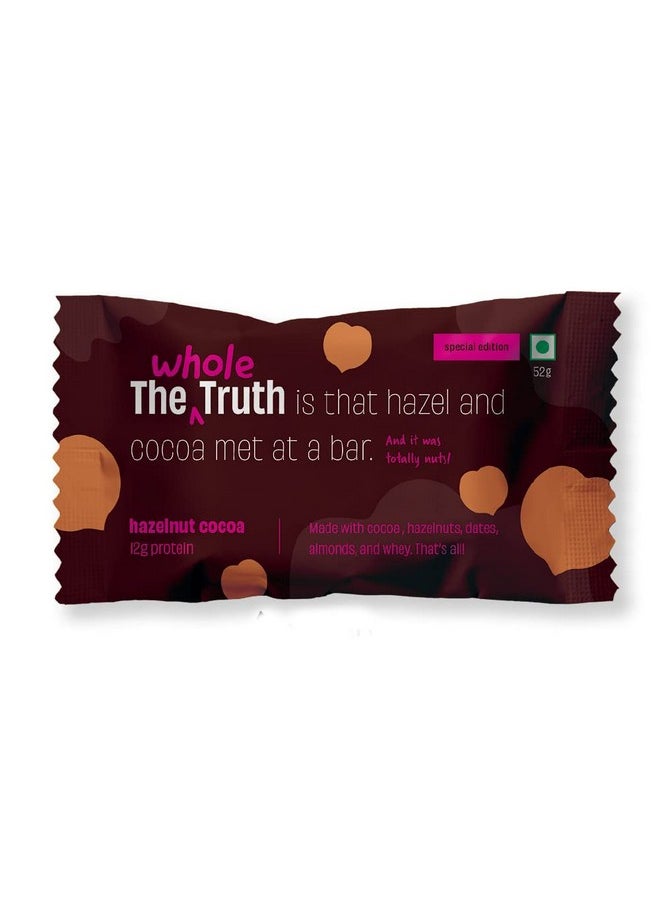 Hazelnut Cocoa Protein Bar With 12G Protein (Pack Of 6) No Added Sugar No Added Flavour No Preservatives All Natural