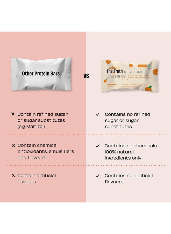 Protein Bars - Orange Cocoa Pack Of 6 (6 X 52G) All Natural, No Added Sugar