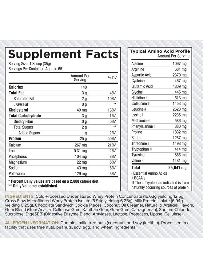 Pro Sustained Release Protein Blend, Digestive Enzyme Blend, 25G Protein, 2G Carb, 69 Servings (Cookies N Cream)