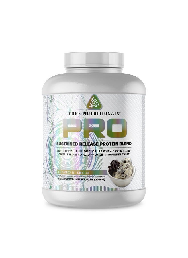Pro Sustained Release Protein Blend, Digestive Enzyme Blend, 25G Protein, 2G Carb, 69 Servings (Cookies N Cream)