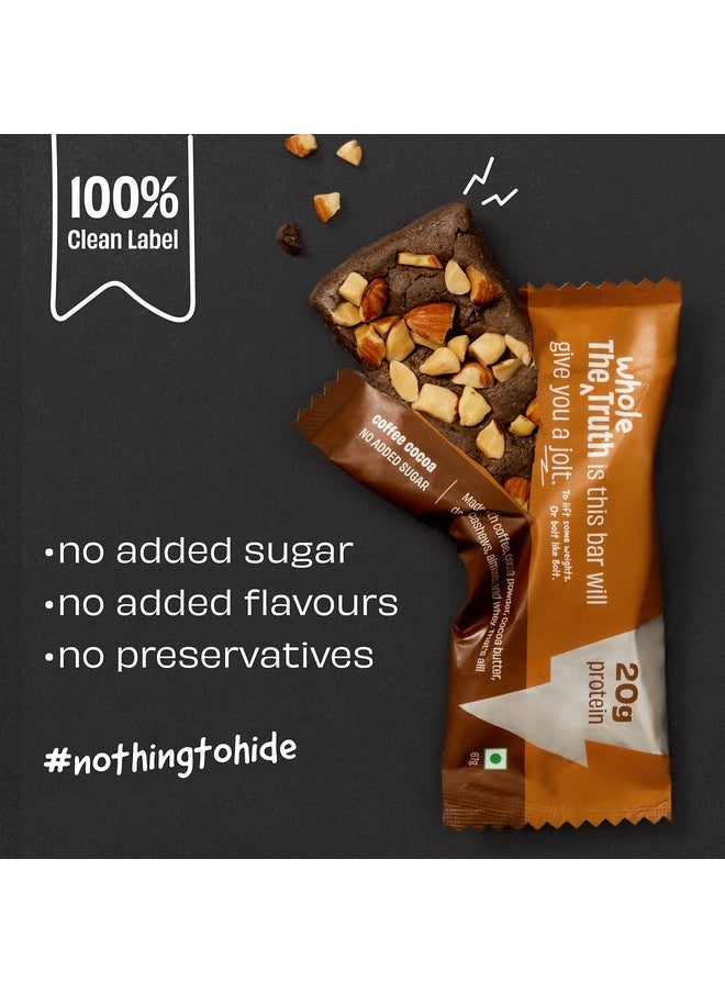 High Protein Coffee Cocoa 20G Protein Bar Pack Of 5 X 67G Each No Added Sugar No Preservatives No Artificial Flavours All Natural