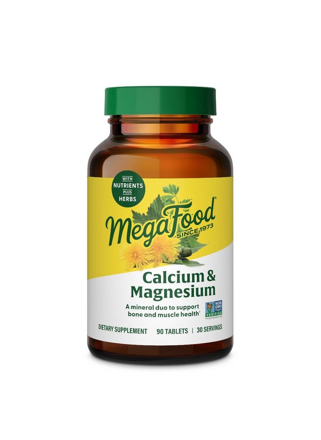 MegaFood Calcium Magnesium Supplement - with fermented Magnesium Glycinate - Supports Bone Health & Heart Health - Calcium & Magnesium Supplement for Men & Women - Non-GMO - 90 Tabs (30 Servings)