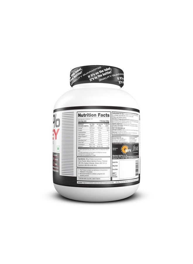 100% Whey Protein 4 Lbs (1.8 Kg) (Chocolate) (24G Protein, 0G Sugar, Whey Protein Concentrate, 53 Servings)