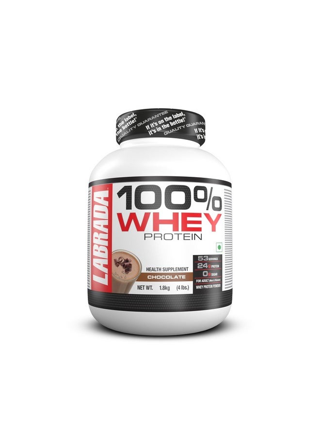 100% Whey Protein 4 Lbs (1.8 Kg) (Chocolate) (24G Protein, 0G Sugar, Whey Protein Concentrate, 53 Servings)