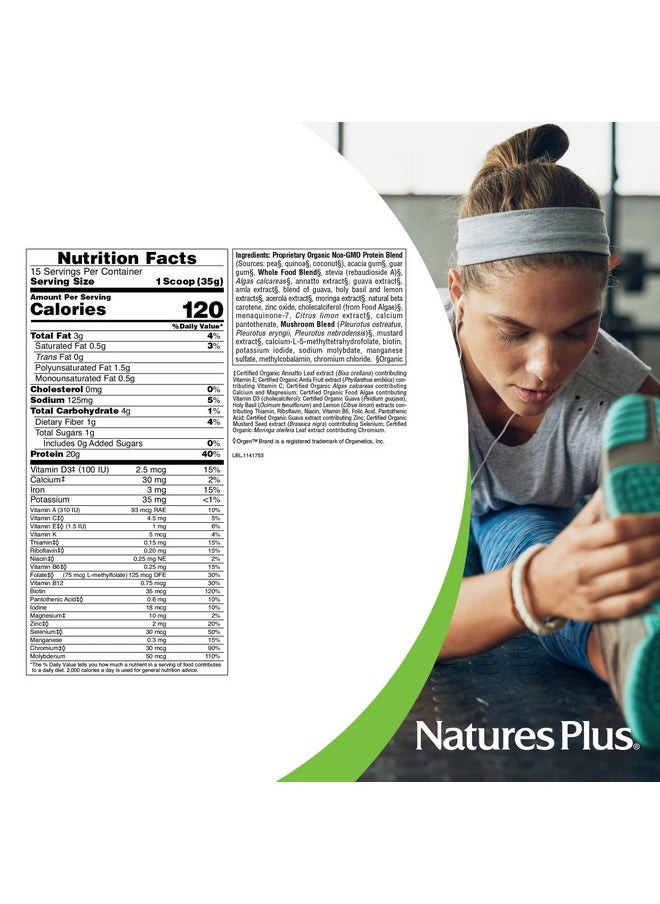 Natures Plus VPM Protein, Unflavored - 1.16 lbs - with Quinoa, Pea & Coconut Protein - Organic, Vegan, Soy & Gluten Free - 15 Servings