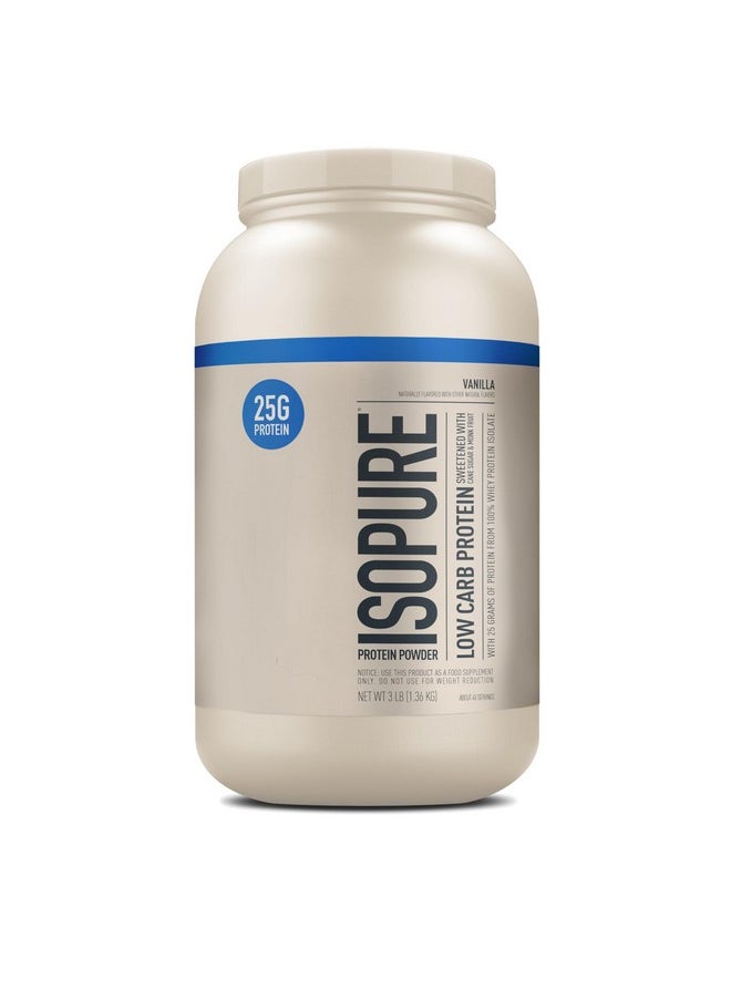 Isopure Low Carb 100% Pure Whey Isolate Protein Powder, Lactose Free, Gluten Free, With Vitamins, Vanilla, 25g Protein Per Serving, 3 Lbs, 40 Servings