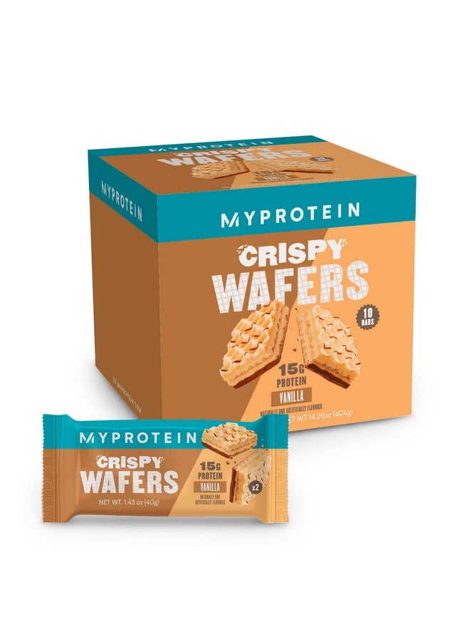 Myprotein Protein Bars, Crispy Protein Wafers, 15g High Protein Snacks, Box of 10 Vanilla Wafers Packs, Milk & Whey Protein Isolate, Light & Crunchy Snack Bars, Delicious Protein Bar Squares