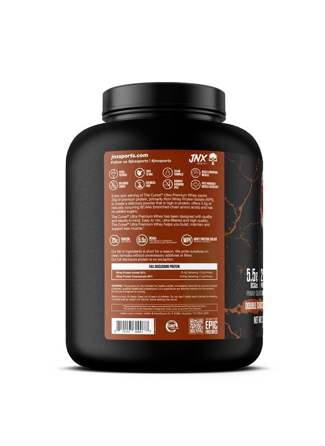 JNX SPORTS The Curse! Ultra Premium Whey Protein Powder Double Chocolate 5lb | 25g Protein Per Serve, Primary Source Whey Isolate