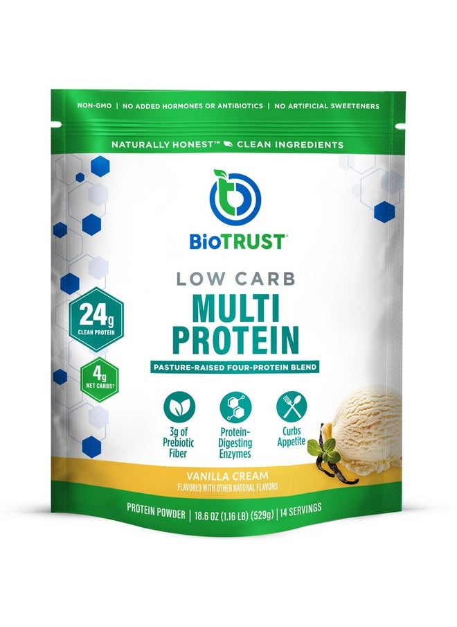 BioTrust Low Carb Protein Powder - Natural and Delicious Whey & Casein Blend from Grass-Fed Hormone Free Cows - Non GMO, Soy Free, Gluten Free, Hormone Free (Vanilla)