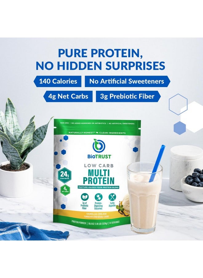 BioTrust Low Carb Protein Powder - Natural and Delicious Whey & Casein Blend from Grass-Fed Hormone Free Cows - Non GMO, Soy Free, Gluten Free, Hormone Free (Vanilla)