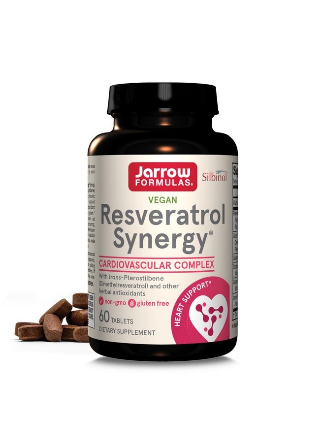 Jarrow Formulas® Resveratrol Synergy® 200 mg, Dietary Supplement, Heart Support, 60 Tablets, 60 Day Supply