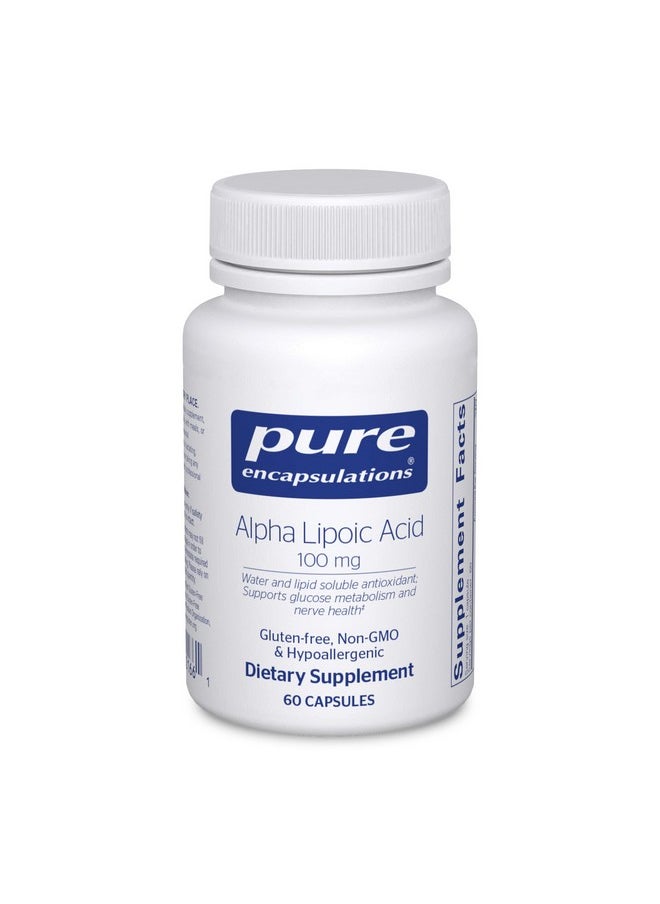 Pure Encapsulations Alpha Lipoic Acid 100 mg | ALA Supplement for Liver Support, Antioxidants, Nerve and Cardiovascular Health, Free Radicals, and Carbohydrate Support* | 60 Capsules