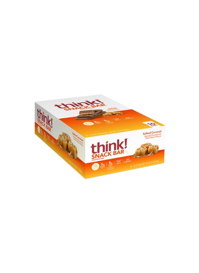 think! Protein Bars with Chicory Root for Fiber, Salted Caramel, Snack Bars without Artificial Sweeteners, 1.4 Oz, 10 Ct