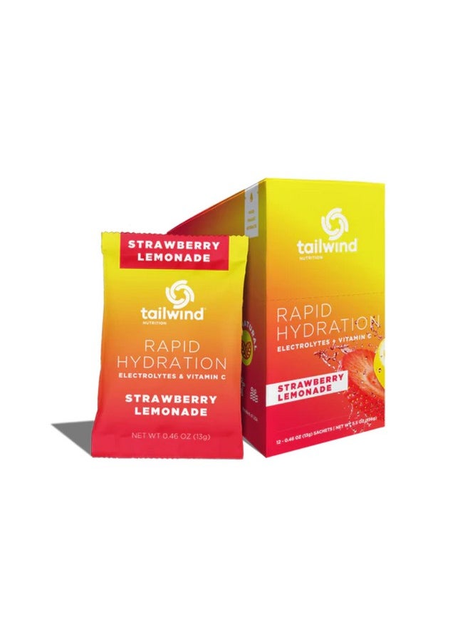 Rapid Hydration Powder Packets, Electrolyte Drink Mix, Non-Gmo, Vegan, Vitamin-C, Strawberry Lemonade, Pack Of 12 Sticks