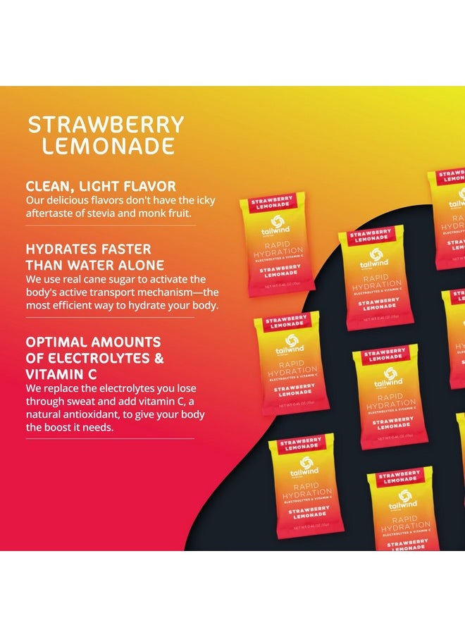 Rapid Hydration Powder Packets, Electrolyte Drink Mix, Non-Gmo, Vegan, Vitamin-C, Strawberry Lemonade, Pack Of 12 Sticks