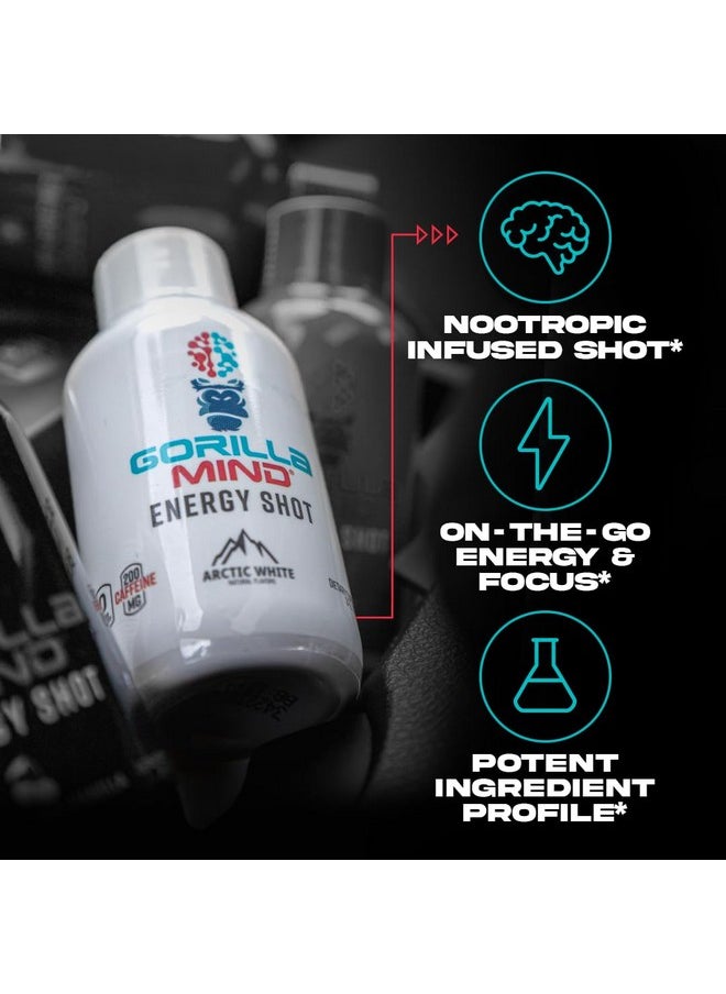 Gorilla Mode Energy Shots (6-Pack) - Energy Shots for Enhanced Focus & Energy, Sugar-Free, Fast-Acting, Potent Formula with Vitamins & Natural Extracts (Arctic White)