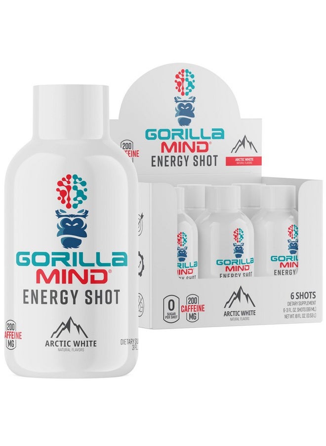 Gorilla Mode Energy Shots (6-Pack) - Energy Shots for Enhanced Focus & Energy, Sugar-Free, Fast-Acting, Potent Formula with Vitamins & Natural Extracts (Arctic White)