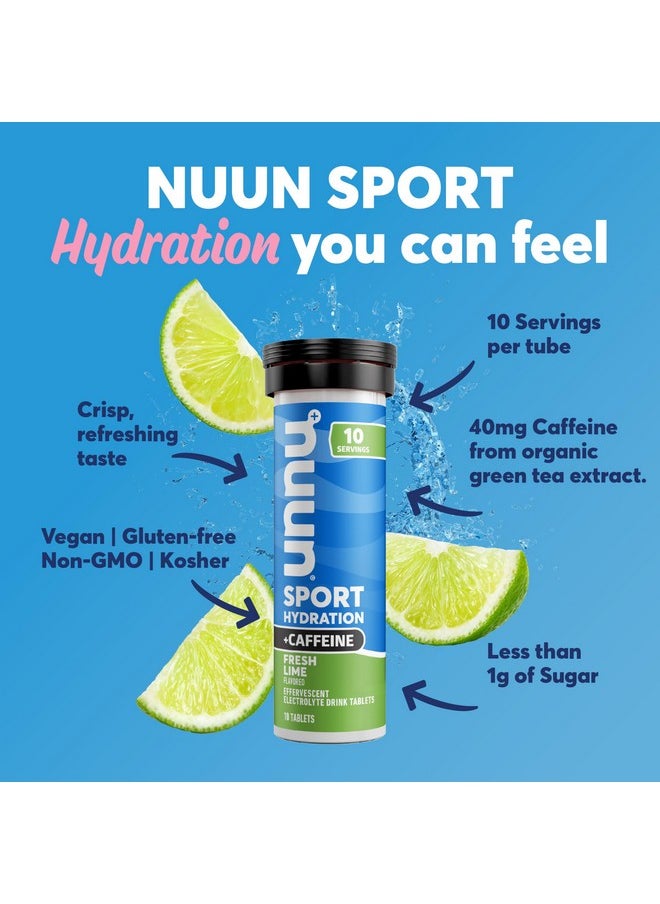 Nuun Sport + Caffeine Electrolyte Tablets - Dissolvable in Water, Variety Pack | 5 Essential Electrolytes for Hydration | 1g Sugar Drink Mix | Vegan, Non-GMO | 6 Pack (60 Total Servings)